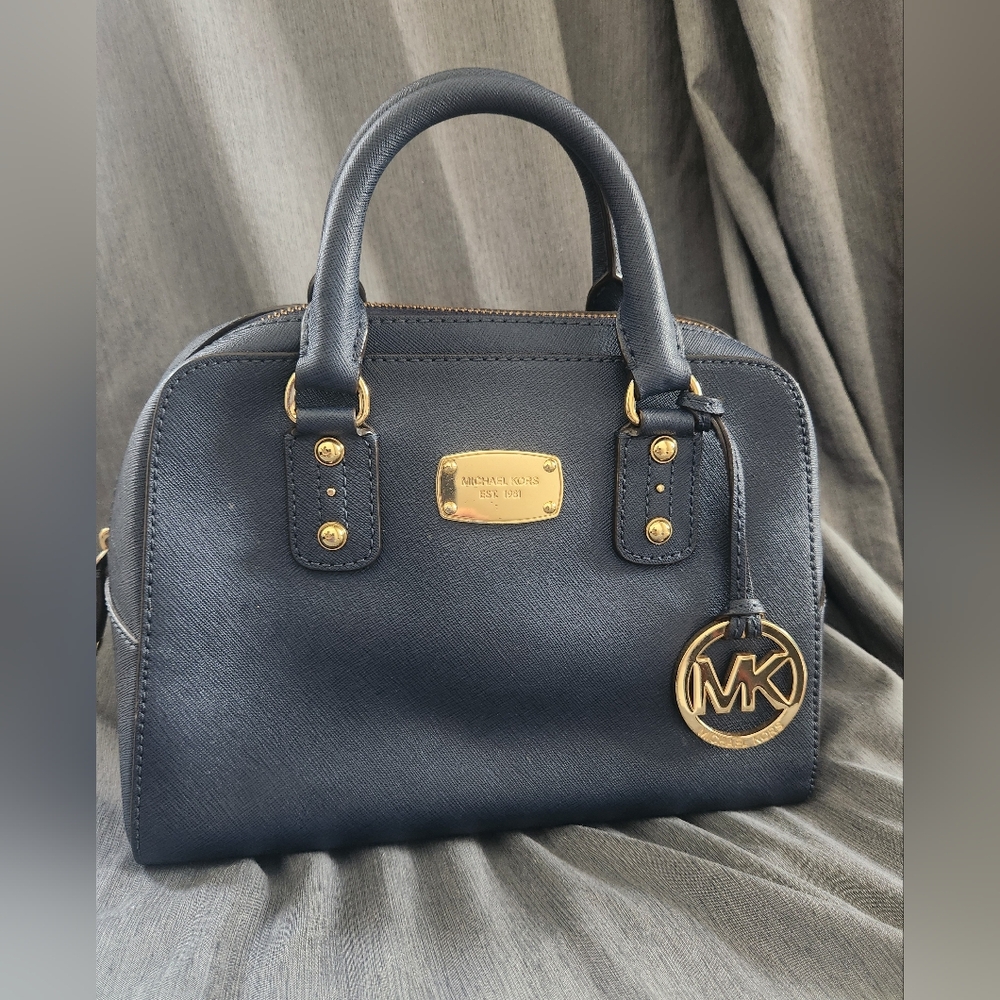 Michael Kors Blue Saffiano Leather Satchel Bag